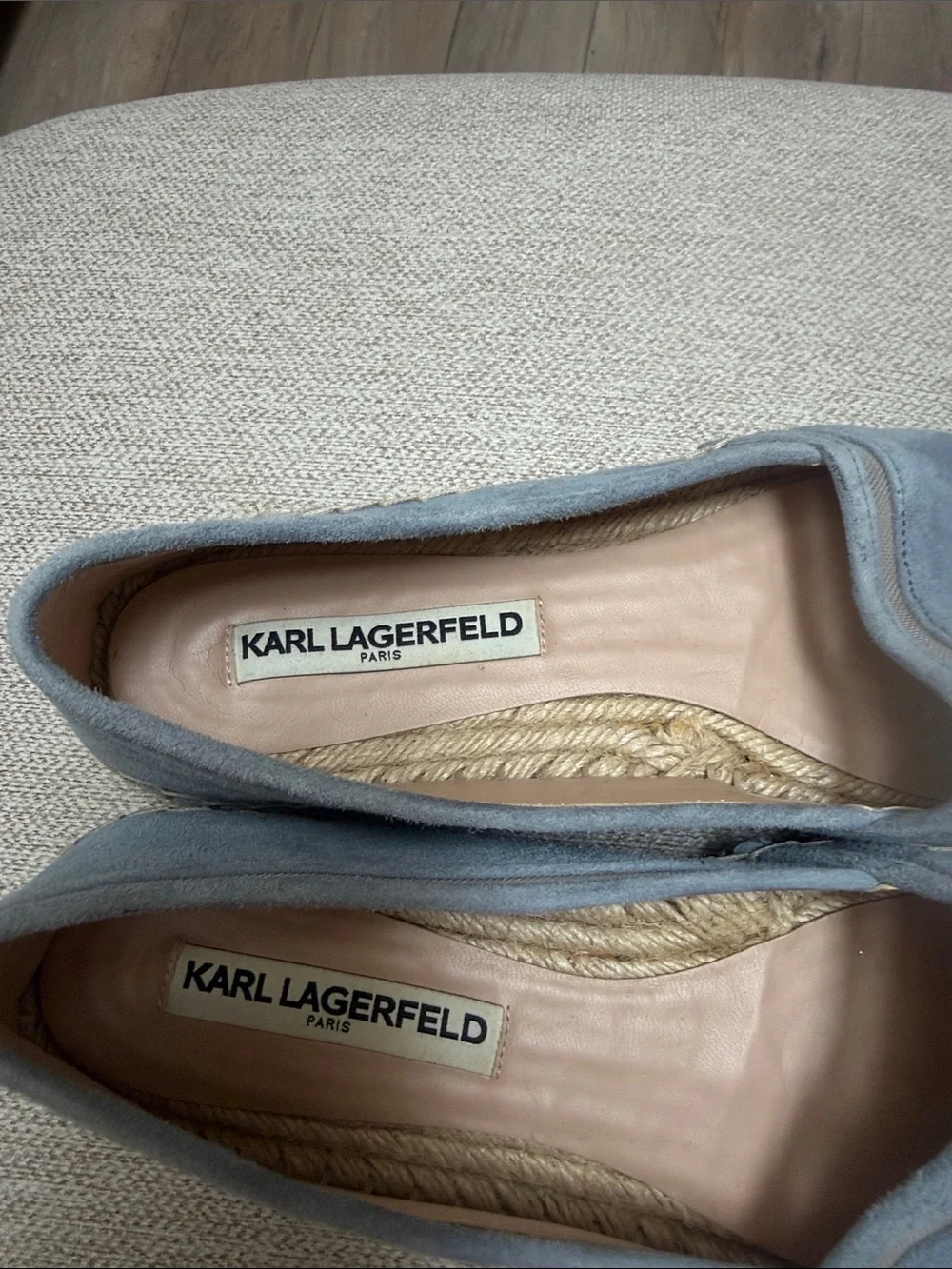 Karl Lagerfeld Blue Suede Espadrille Flats
